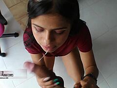 brunette pretends pain shows ass to stepbro for full doggy creampie fuck