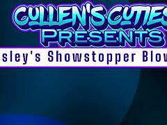 kingsley teases with epic big tits blowjob and cum in mouth finish