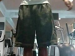 her athletic roommate hits the dorm gym for a solo fitness workout looking pretty