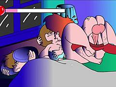 Milf flashes erotically on sofa in comic couch antics