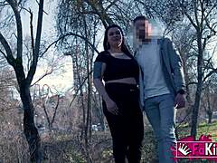 busty sandra returns with those huge tits for outdoor doggy