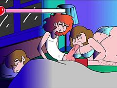 Milf flashes erotically on sofa in comic couch antics