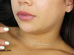 Stunning Latina Beauty Teases Sexy Petite Body On Sofa