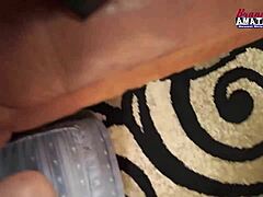 busty mature redhead autum squirts wildly on sofa sucking monster cock deep