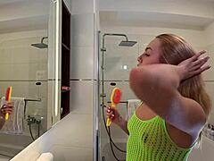 Raver chick strips slutty festival gear flashing hairy pussy and bare ass