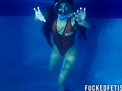 helen star horny latina skinny tits underwater pool mask dive