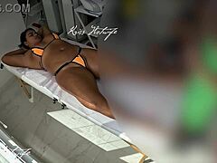 brazilian wife stuffs bikini deep in big pussy for outdoor slut massage fuck