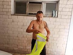 Brunette milf chokes on double cocks poolside suruba cum