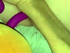 shy girl crams giant vibe and anal toy in pussy till she pukes