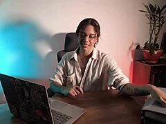 horny secretary begs boss for raise with dirty feet tease