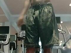 21 year old fitness babe seduces daddy in dorm workout