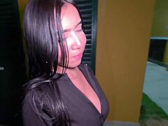 petite latina neighbor gropes cock on street then rides creampie in apartment