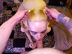 i choke her on my huge cock then pound pussy