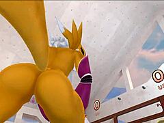 renamon stretches furry body in steamy nsfw workout rhythm