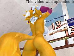 renamon stretches furry body in steamy nsfw workout rhythm