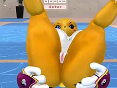 renamon stretches furry body in steamy nsfw workout rhythm