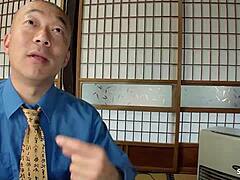 Rich Old Man Convinces Japanese Waitress for Uncensored Creampie in Restaurant