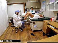 Freshman angel santana moans through hitachi orgasm in doctor's exam.