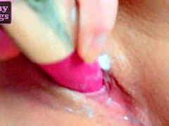 i rubbed my shaved pussy with his fresh cum closeup homemade
