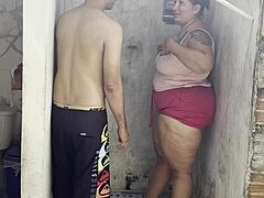 stepmom sneaks lover into shower for steamy bareback pounding session