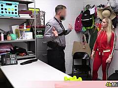 Busty blonde milf shoplifter's tits and pussy roughly wrecked