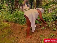 Forest queen bbw bangs stranger cock pussy tits outdoor