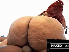 thick juicy ebony milf rides huge black cock with ass shaking creampie