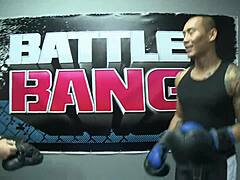 fucking that big tits shaved black milf pussy hard in the mma ring 💦