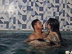 Colombian Antonella's Poolside Break Turns into Wild Bareback Cock Ride!