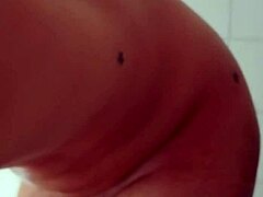 Big dick guy carefully shaves his thick monster cock in bathroom