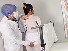 blindfolded bride cums covered at cuckold gyno exam