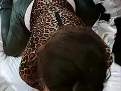 french milf in red satin bodysuit black leather pants heels rims deepthroats doggystyle pov