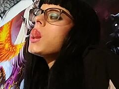 Petite Hungarian Goth Teen's ASMR Kissing Fetish