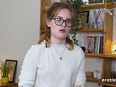 Ersties Luna Fingers Shaved Pussy with Dildo Vibrator Piercing Tease