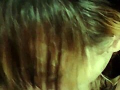 hot wife gags deep on cock practicing tit bj spit