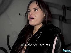 Wtf she shows up with cum on face for public pickup fuck!