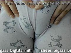 cameltoe tease in tight pajamas shows off those juicy pussy lips up close