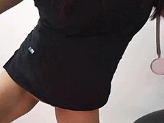 office slut plugs ass to stay horny at work all day