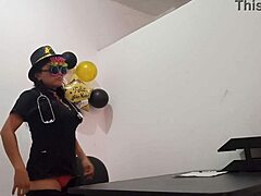 office slut plugs ass to stay horny at work all day