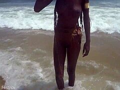 Pounding skinny tribe slut on the beach