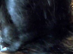 Tight Leather Tease Ends with Cum on Puffy Coat